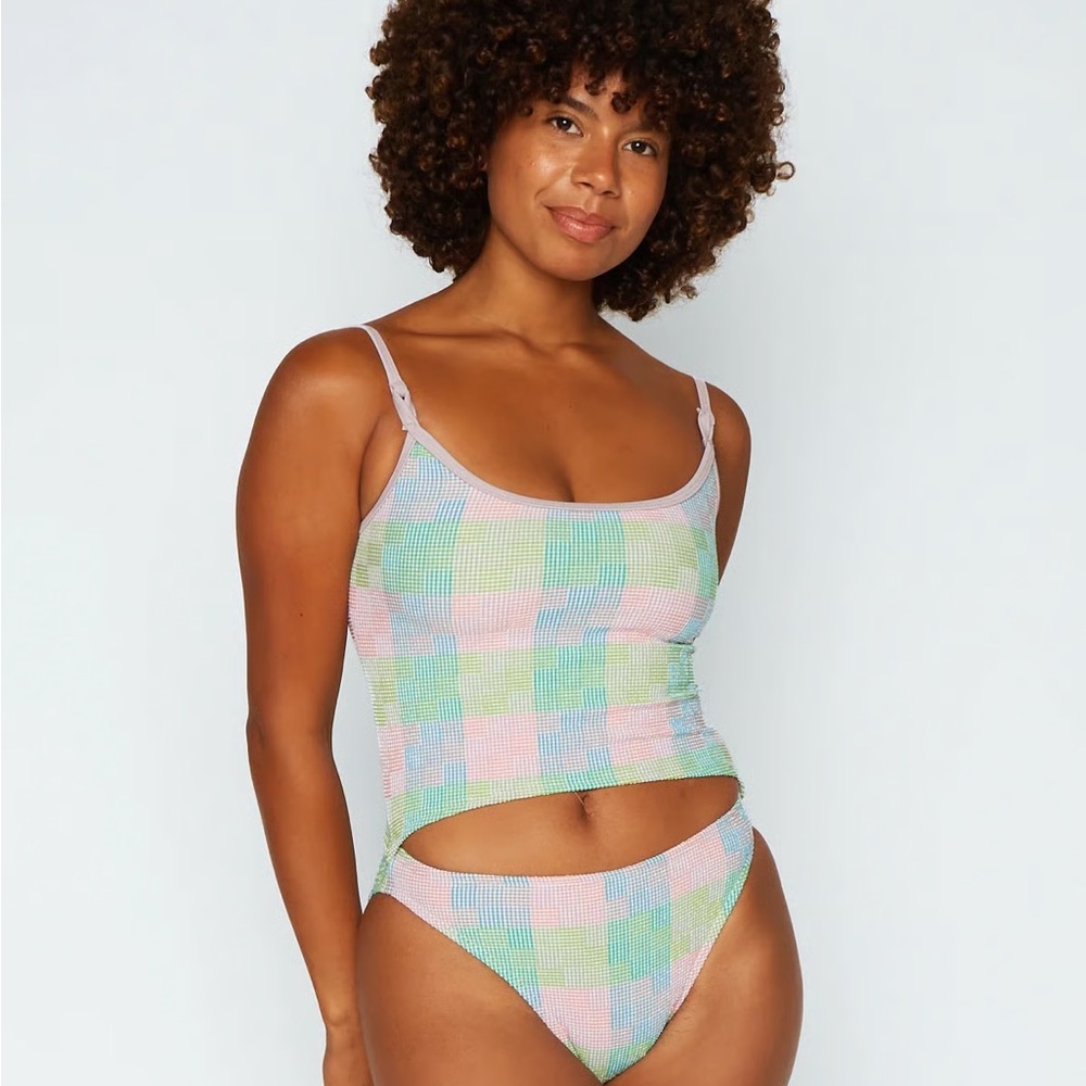 NWT Seea Colorful Checkered One Piece Swimsuit